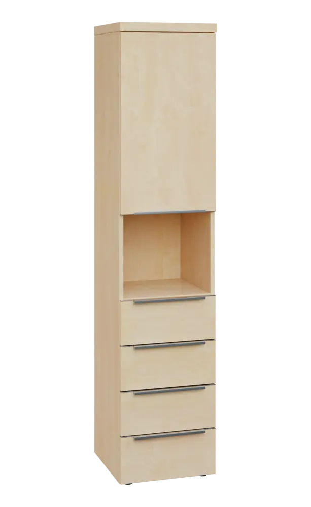 SIN 5 - 44ZND kancelářská skříň, 4-zásuvková/nika, 1-dveřová, pravá, 1820x400x400, bříza světlá